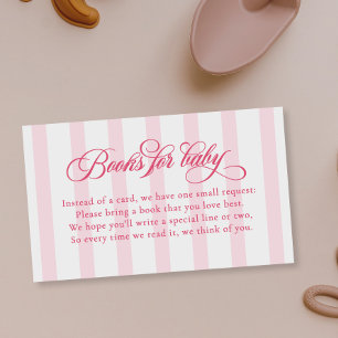 Elegante Schrift Streifen Baby Shower Bücher für B Begleitkarte