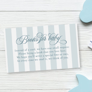 Elegante Schrift Streifen Baby Shower Bücher fürs  Begleitkarte