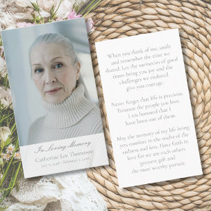 Elegante Schrift Trauerfoto-Gebetskarten Visitenkarte