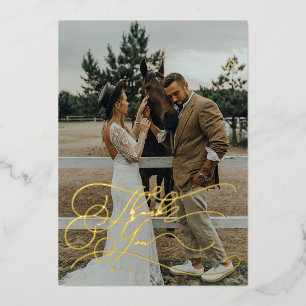 Elegante Schrift-Typografie Danke Foto-Hochzeit  Folieneinladung