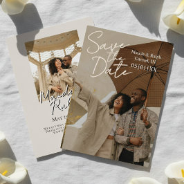 Elegante Schrift-Typografie-Foto Save-the-Date-Kar Folieneinladung