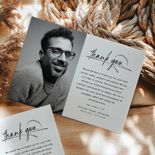 Elegante Schrift-Typografie Individuelles Foto & N Dankeskarte