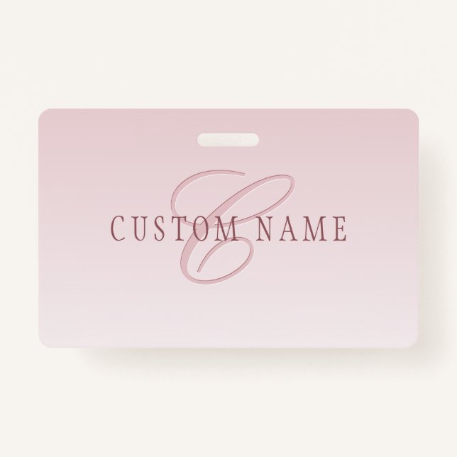 Elegante Schrift und Monogramm | Rose Ombre Ausweis (Vorderseite)
