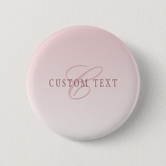 Elegante Schrift und Monogramm | Rose Ombre Button (Vorderseite)
