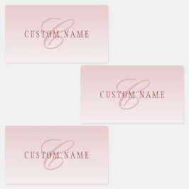 Elegante Schrift und Monogramm | Rose Ombre Etiketten
