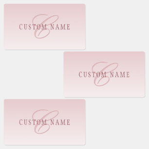 Elegante Schrift und Monogramm   Rose Ombre Etiketten