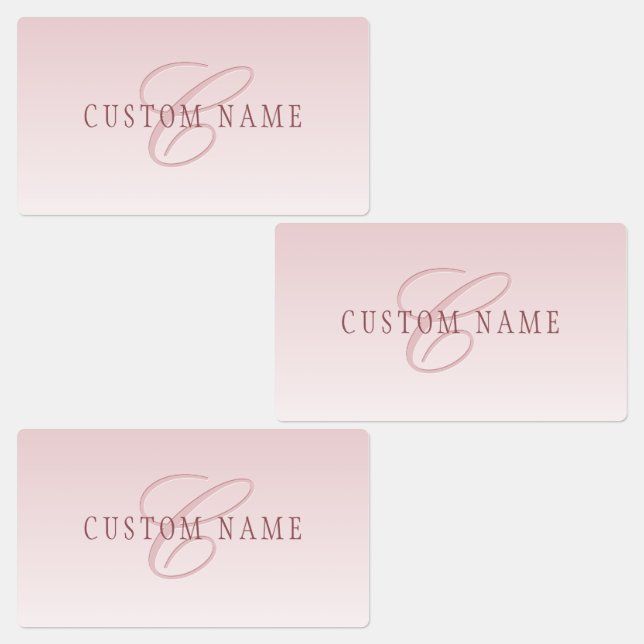 Elegante Schrift und Monogramm | Rose Ombre Etiketten (Gruppe)