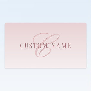 Elegante Schrift und Monogramm Rose Ombre Etiketten