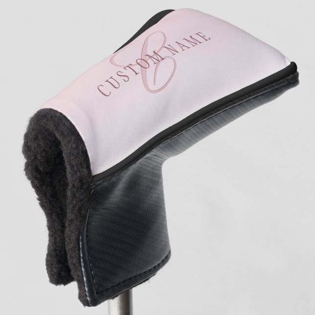 Elegante Schrift und Monogramm | Rose Ombre Golf Headcover (3/4 Vorderseite)