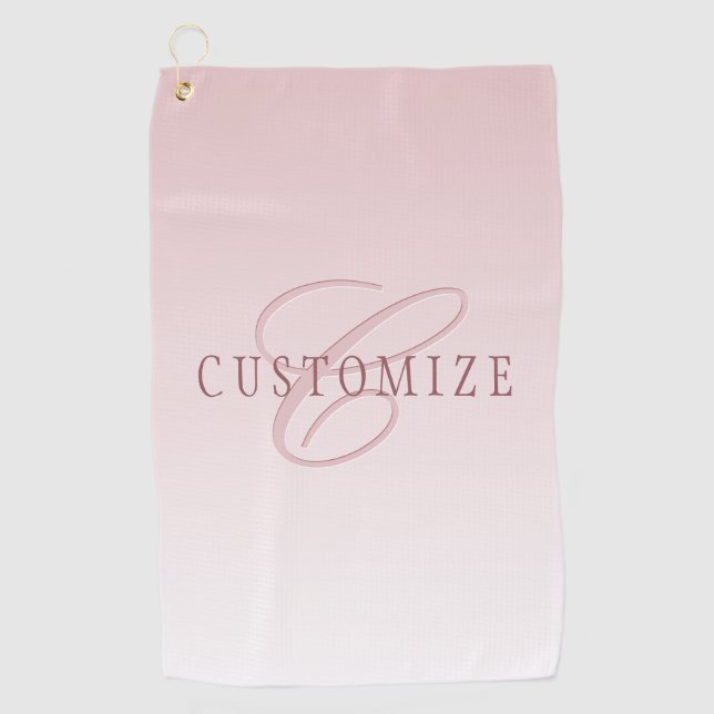 Elegante Schrift und Monogramm | Rose Ombre Golfhandtuch (Vorderseite)