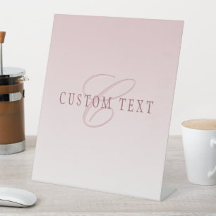 Elegante Schrift und Monogramm Rose Ombre Sockelschild