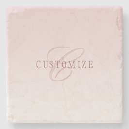 Elegante Schrift und Monogramm | Rose Ombre Steinuntersetzer