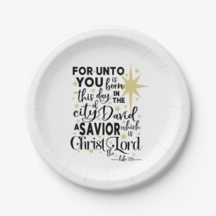 Elegante Schrift Weihnachten Geburt Christi Luke 2 Pappteller