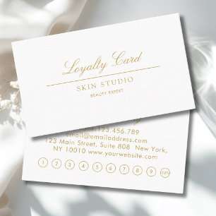 Elegante Schrift Weiß Beige 10 Treuekarte Visitenkarte