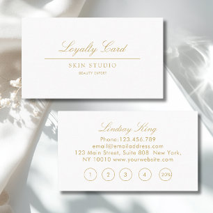 Elegante Schrift Weiß Beige Salon 5 Treuekarte Visitenkarte