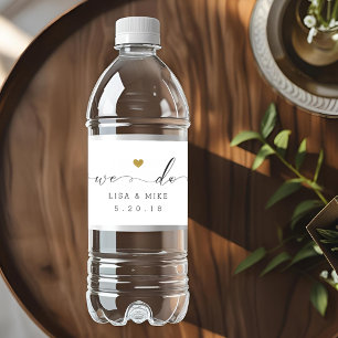 Elegante Schrift 'Wir heiraten' Wasserflaschen-Eti