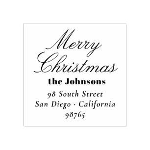 Elegante Schriftart Frohe Weihnachten Rücksendeadr Gummistempel