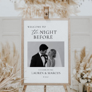 Elegante Schriftart Nacht Vorher Foto Hochzeit Wil Poster