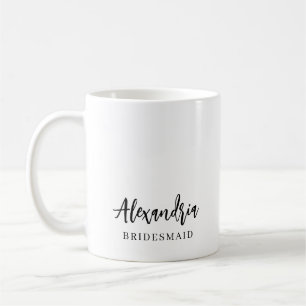 Elegante Schriftart Personalisierter Brautjungfern Kaffeetasse