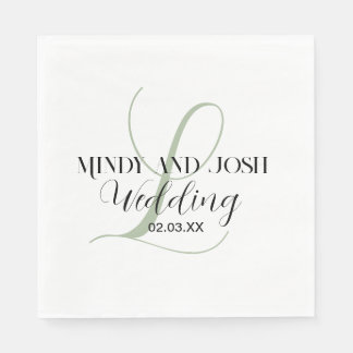 Elegante Schriftart Sage Green Anfangsbuchstabe Ho Serviette