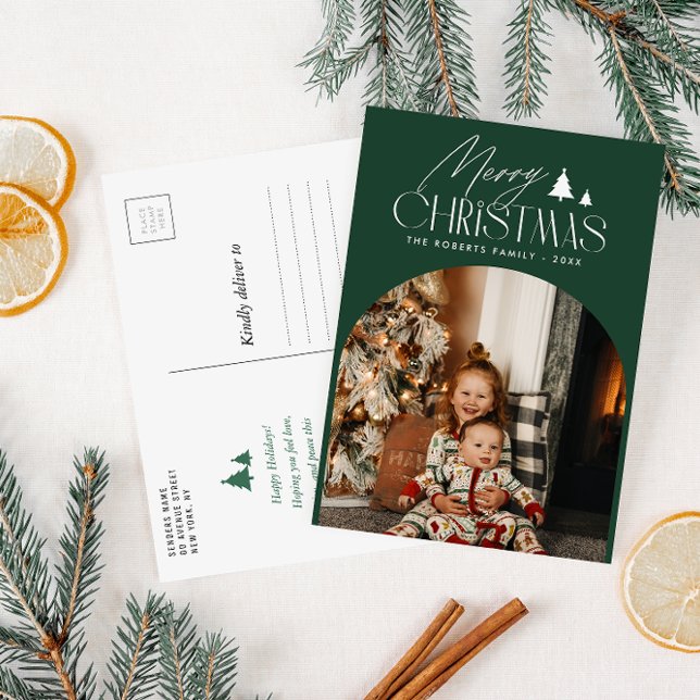 Elegante Schriften, modernes Foto frohe Weihnachte Postkarte (Von Creator hochgeladen)
