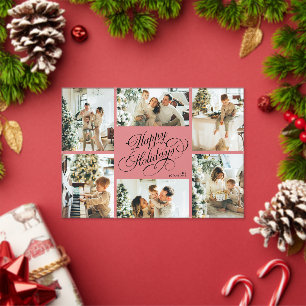 Elegante Schriftfamilien-Fotocollage-Weihnachtskar Acryleinladungen