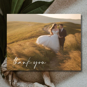 Elegante Schriftfoto-Hochzeits-Dankeschön Postkarte