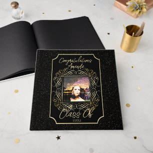 Elegante Schriftrolle + Goldene Punkte Gratulation Gästebuch