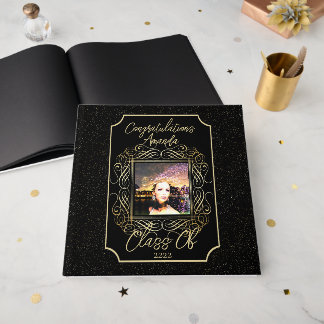 Elegante Schriftrolle + Goldene Punkte Gratulation Gästebuch