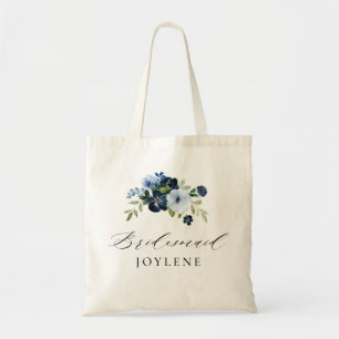 elegante Schriftzeichen blaue Blumengehilfin Tragetasche