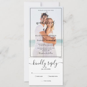 Elegante Schriftzug-Foto-Hochzeitseinladung alles Einladung
