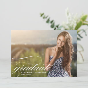 Elegante Schriftzug-Overlay-Foto-Abschlussfeier Einladung