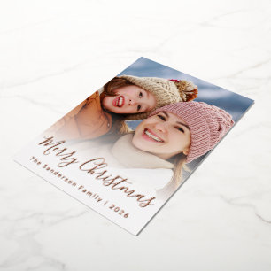 Elegante Schriftzug-Overlay-Foto-Weihnachten Folien Feiertagskarte