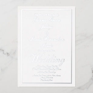 Elegante Schriftzug-Rand-Hochzeits-Pressed Silber Folieneinladung