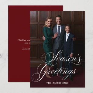 Elegante Schriftzug-Weihnachtsfoto Familie Feierta Feiertagskarte