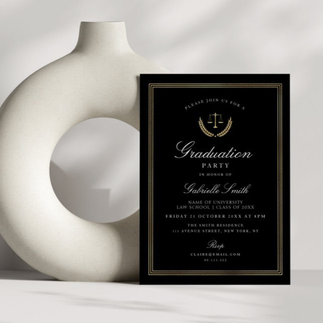 Elegante Schulabschlussfeier für Schwarzes und Gol Einladung (Von Creator hochgeladen)
