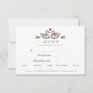 Elegante Schwan-Paar-Antwortkarte zur Hochzeitsein RSVP Karte