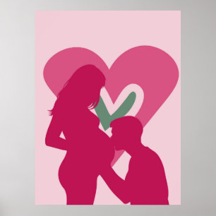 Elegante schwangere Frau Silhouette Kinderzimmer W Poster