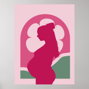 Elegante schwangere Frau Silhouette Kinderzimmer W Poster