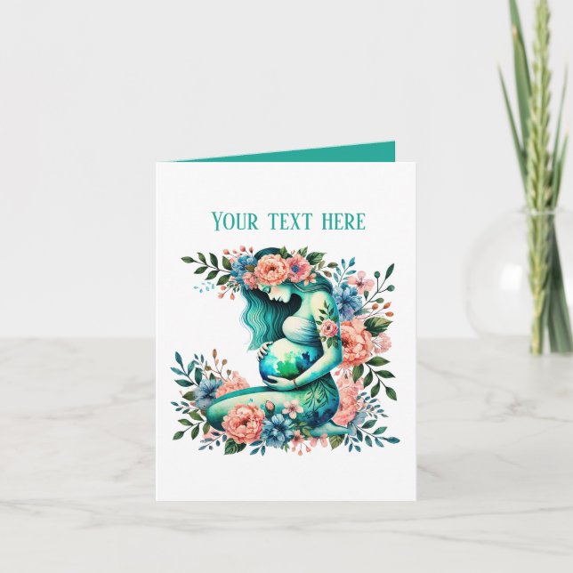 Elegante schwangere Mama fügt Text zu jedem Zweck Karte (Vorderseite)