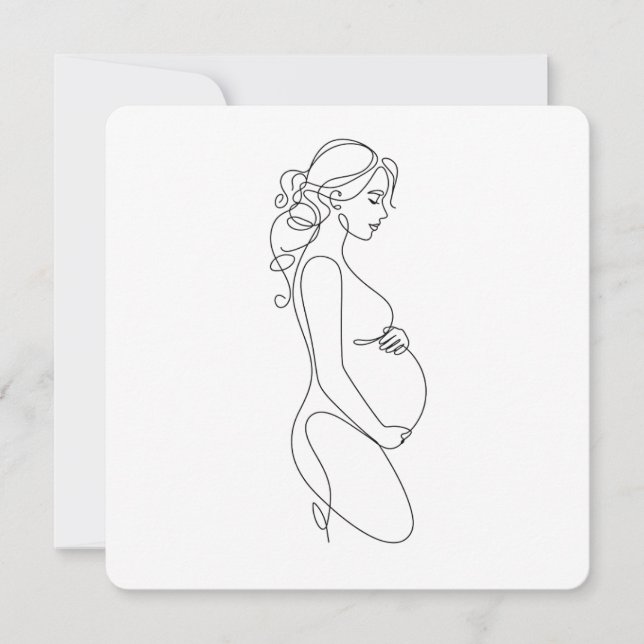 Elegante Schwangerschaft Linie Art Minimalistisch Einladung (Vorderseite)