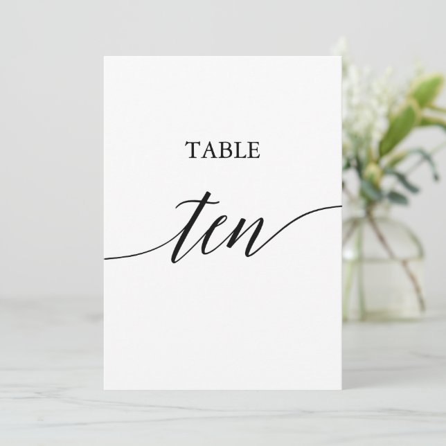 Elegante Schwarz-12x18 druckbare Tabelle Zehn Tisc Einladung (Stehend Vorderseite)