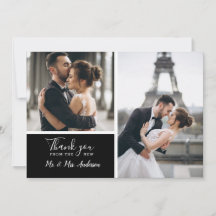Elegante Schwarz 2 Foto Collage Wedding