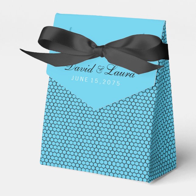 Elegante Schwarz-Aquamarin-Blaue Hochzeit Geschenkschachtel (Vorderseite)