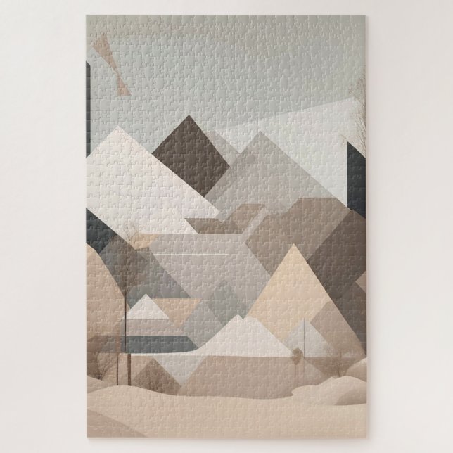 Elegante Schwarz Beige Abstrakte Landschaft (Vertikal)