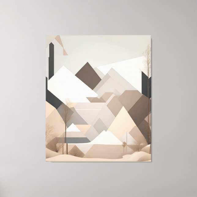 Elegante Schwarz Beige Abstrakte Landschaft Leinwanddruck (Vorderseite)