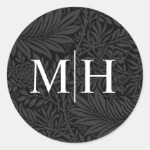 Elegante Schwarz Floral White Monogram Wedding