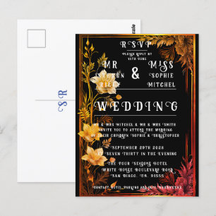 Elegante Schwarz-Gold-Blüte Postkarte