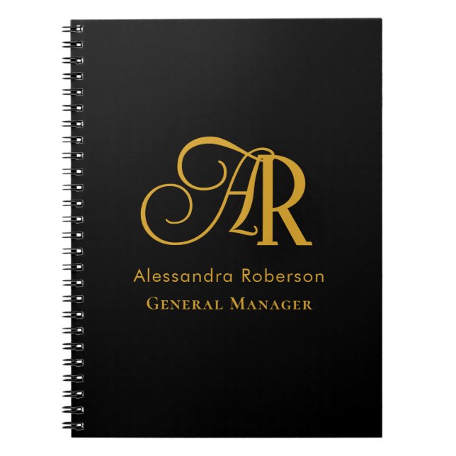 Elegante Schwarz-Gold-Farbe Notizblock (Vorderseite)