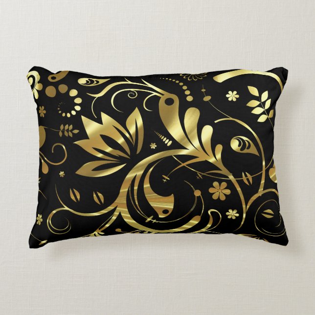 Elegante Schwarz-Gold-Foil-Look Dekokissen (Vorderseite)